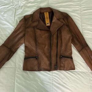 Made in Italy. Genuine leather, brown jacket. EU 44/ US Small.